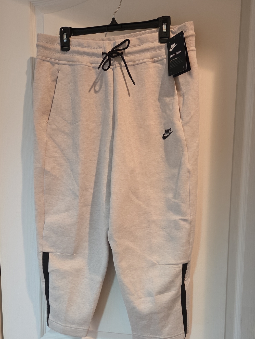 Nike Light Gray and Black Tech Fleece Joggers
